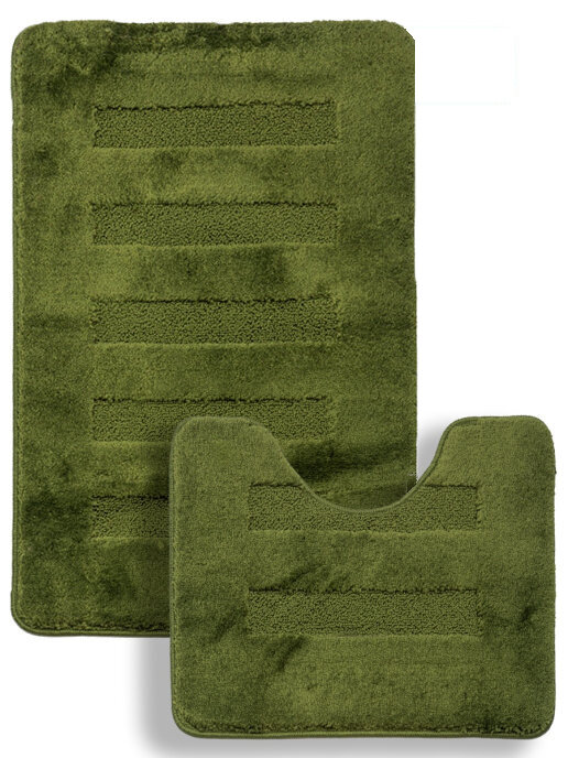 Набор ковриков для ванной комнаты Home Decor Unicolor 50х80см и 40х50см противоскользящий темно-зеленый AQ.02.1545
