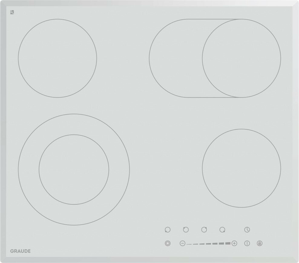 Встраиваемая электрическая панель Graude EK 60.2 WF, независимая, 4 конфорки, овальная зона нагрева, белая