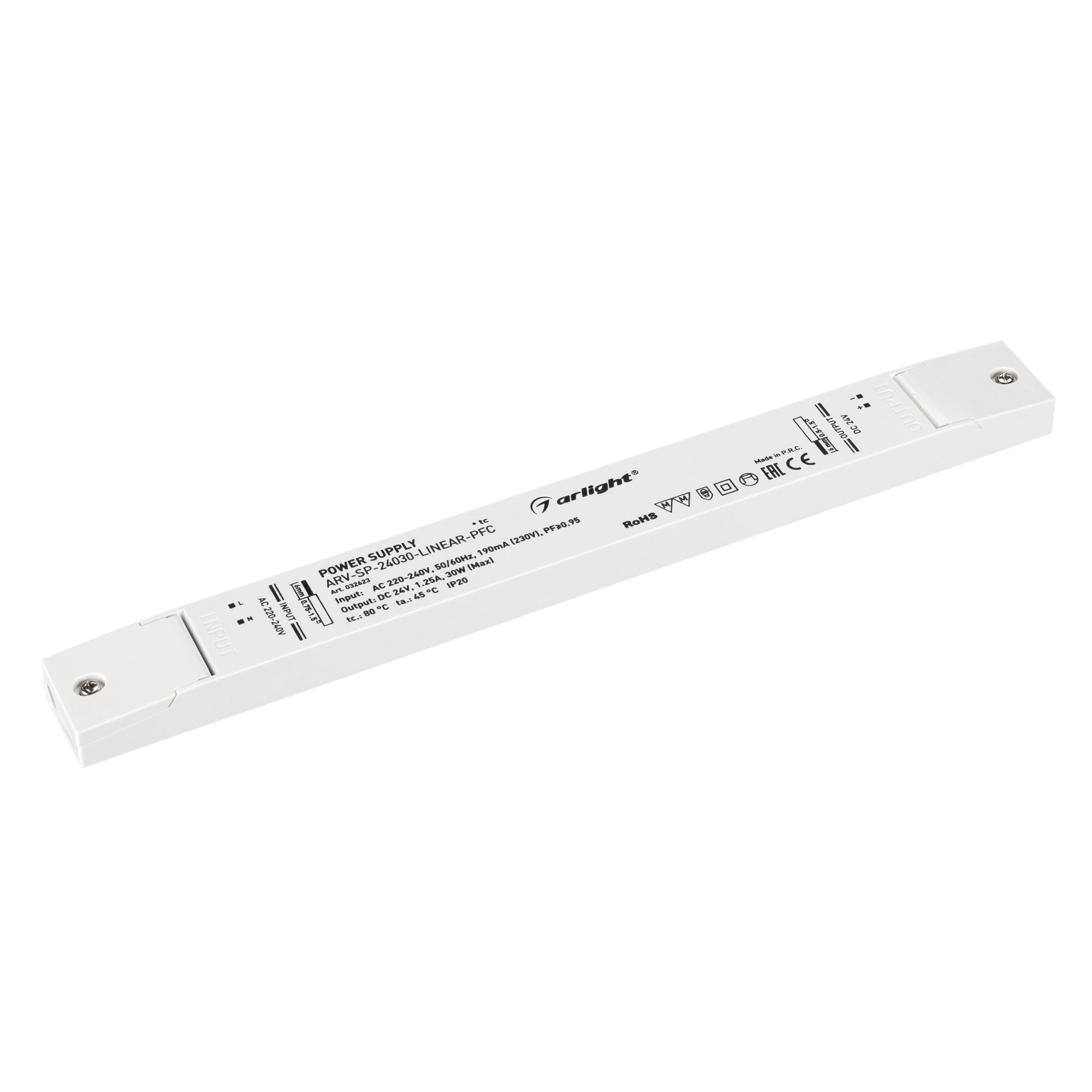 Источник напряжения Arlight Блок питания ARV-SP-24030-LINEAR-PFC (24V, 1.25A, 30W) (ARL, IP20 Пластик, 5 лет)