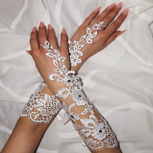 фото Перчатки sergio meloni, размер 7.5, белый