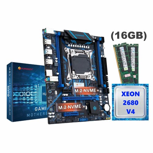 Комплект Материнская плата Huanan X99-QD4 процессор Xeon 2680 V4 память DDR4 16 Гб 2535600₽