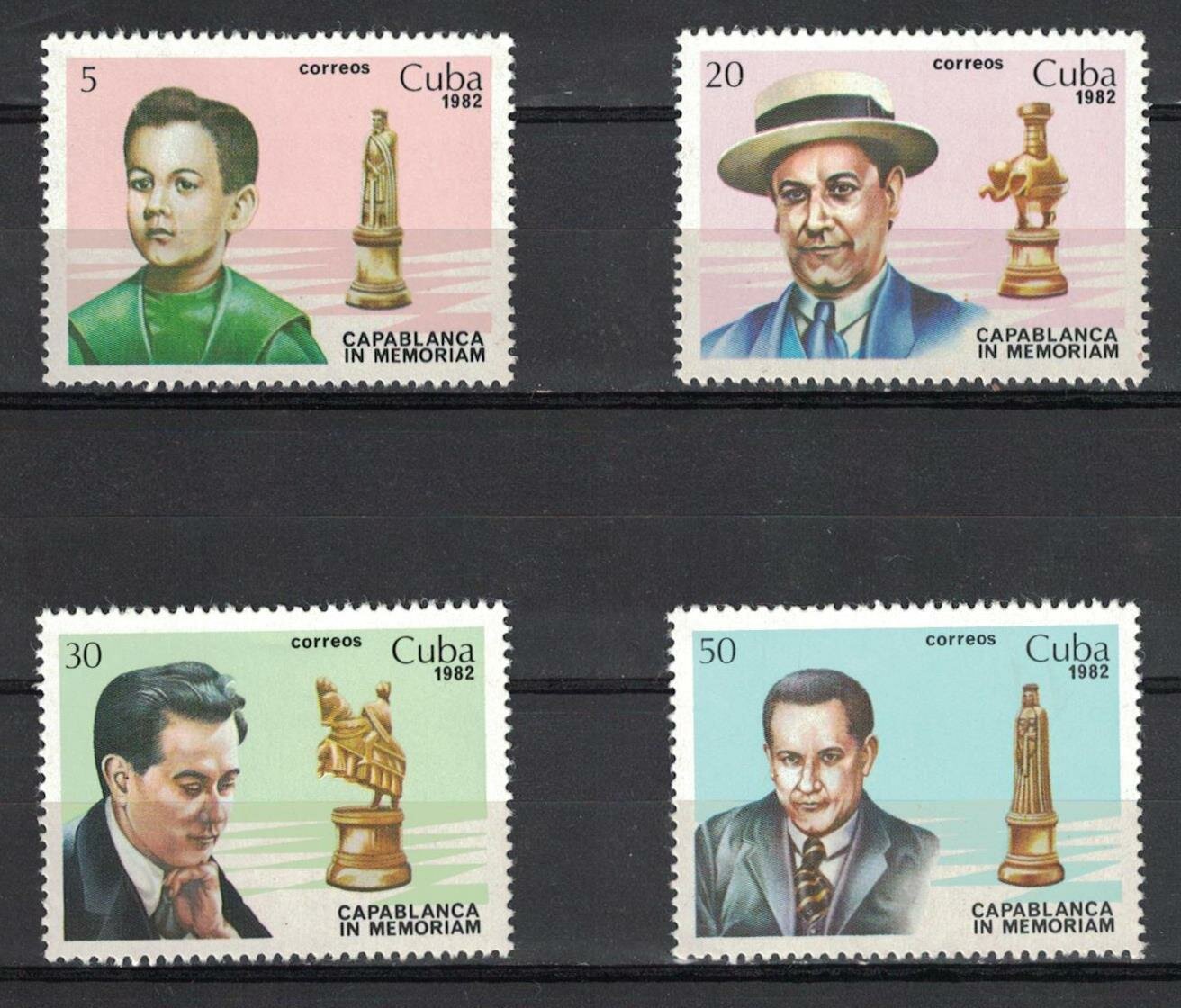 Почтовые марки Куба 1982г. "40-я годовщина смерти Хосе Капабланки, шахматиста" Спорт, Шахматы MNH
