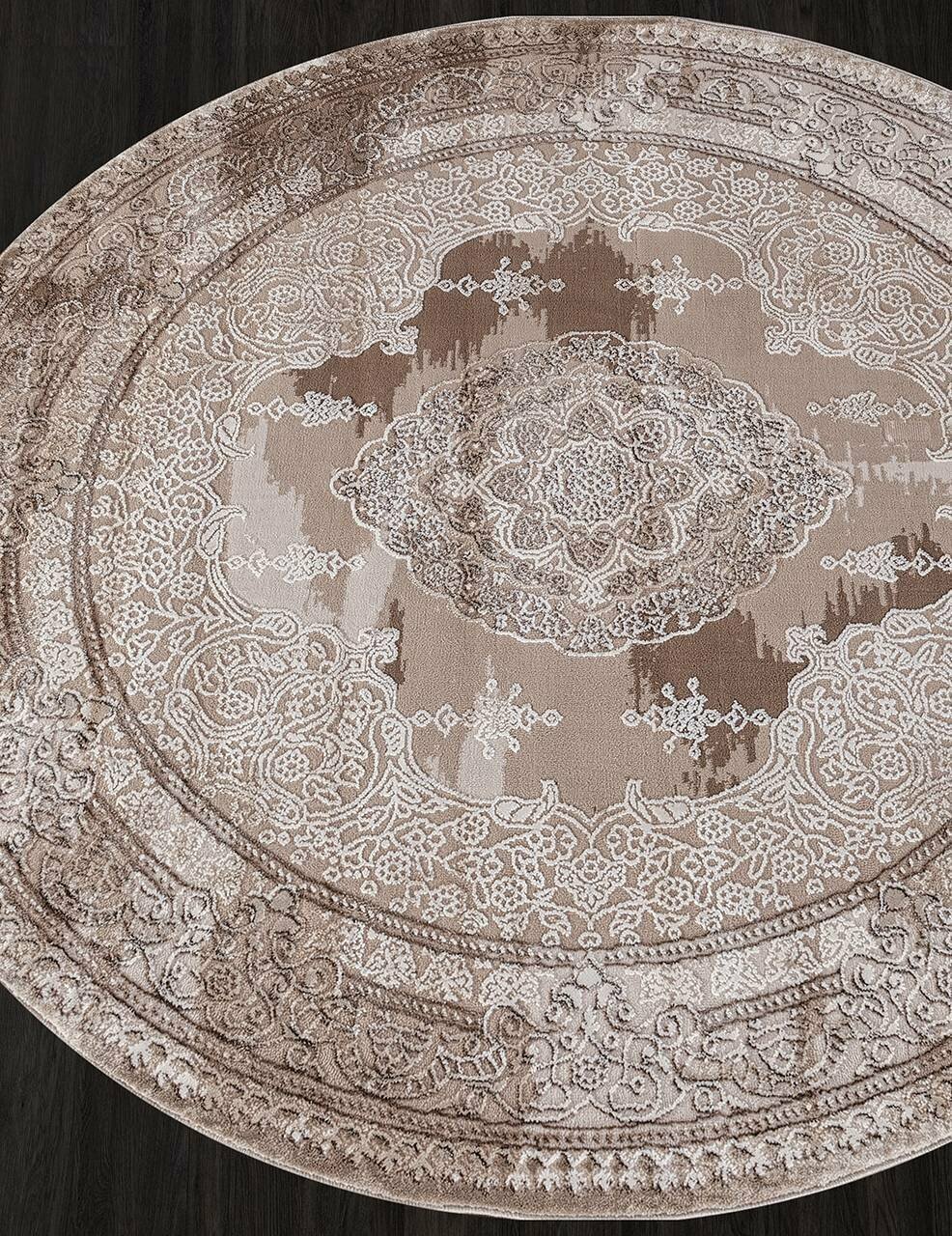 фото KARMEN HALI, Турция Ковер ARMINA 03704A BROWN / BROWN Круг 2.4x2.4 м.