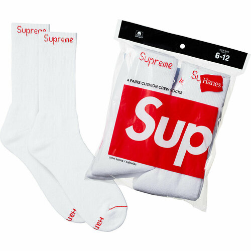 Носки Supreme, 4 пары, размер 6 - 12 US, белый