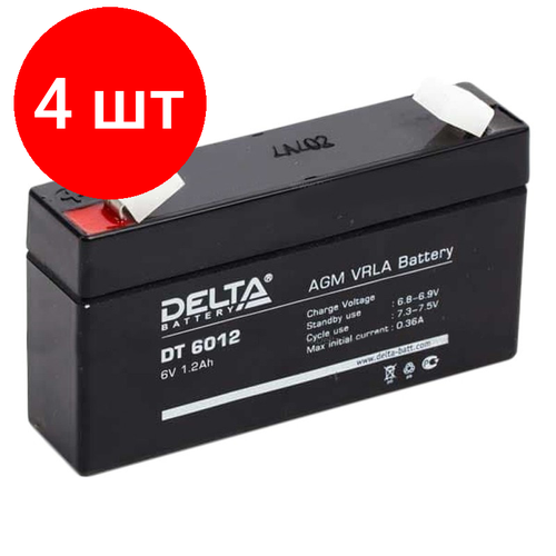 Комплект 4 штук, Батарея для ИБП Delta DT 6012 аккумуляторная батарея delta battery dt 6012 6в 1 2 а·ч