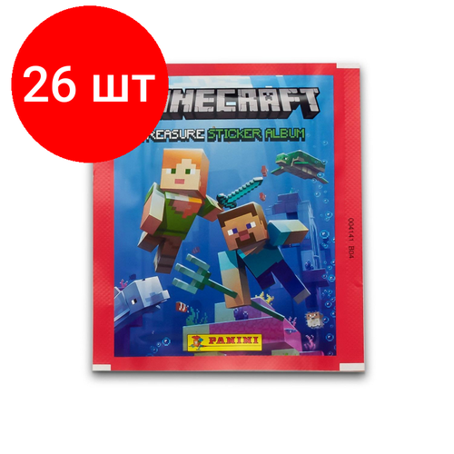 Комплект 26 штук, Наклейки PANINI MINECRAFT сезон 2021-22 ( в пакетике 5 наклеек ) альбом для наклеек minecraft