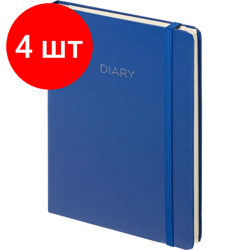 Комплект 4 штук, Ежедневник недатированный синий, А5 136 л, Journal, ATTACHE