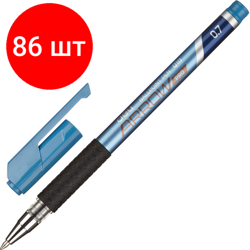Комплект 86 штук, Ручка шариковая неавтомат. Deli Arrow, д. ш.0.7мм, лин0.35 мм, р/м, син