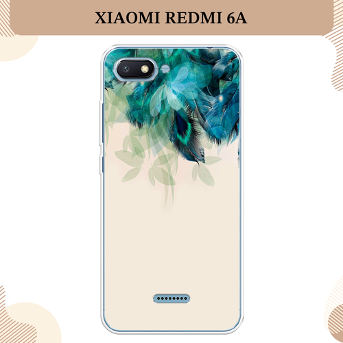 Силиконовый чехол Перья голубого цвета на Xiaomi Redmi 6A / Сяоми Редми 6A