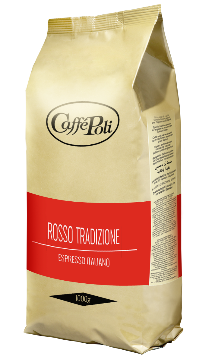 Итальянский кофе в зернах Caffe Poli Rosso Tradizione,1кг. Произведено в Италии.