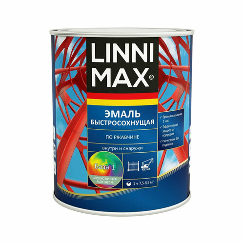 Грунт-эмаль по ржавчине Linnimax, быстросохнущая, база 3, бесцветная, 2,35 л