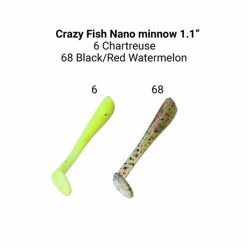 Силиконовые приманки Crazy Fish Nano Minnow 1.1" 68-27-6/68-5 (аромат чеснок)