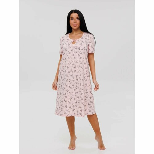 Сорочка , размер 52, голубой, розовый