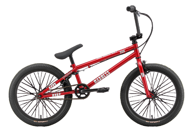 Экстремальный взрослый трюковый велосипед Stark'24 Madness BMX 1 красный серебристый черный