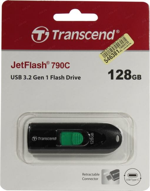 Флешка USB (Type-C) TRANSCEND Jetflash 790С 128ГБ, USB3.0, черный [ts128gjf790c] - фото №20