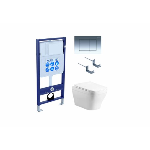 Комплект унитаз с инсталляцией AQUATEK амадео cm (рама AQUATEK Standard INS-0000012 с звукоиз. прокладкой, крепеж KKI-0000002, кнопкаKDI-0000010, унитаз амадео AQ1180-00 с крышкой-сиденьем soft-close)