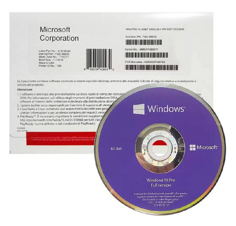 Windows 10 PRO (Бессрочная активация) Конверт / DVD / RUS