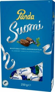 Шоколадные конфеты Panda suomi черника-ваниль 250 гр (из Финляндии)