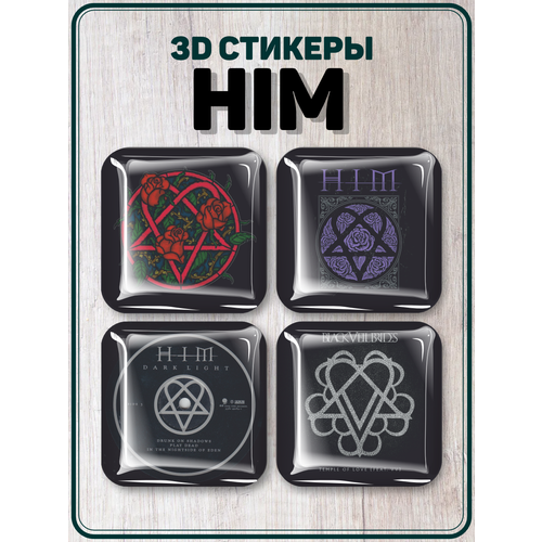 3D стикеры на телефон наклейки HIM Финская рок группа