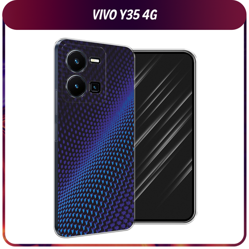 Силиконовый чехол на Vivo Y35 4G / Виво Y35 4G Синий карбон силиконовый чехол на vivo y35 4g виво y35 4g за империю