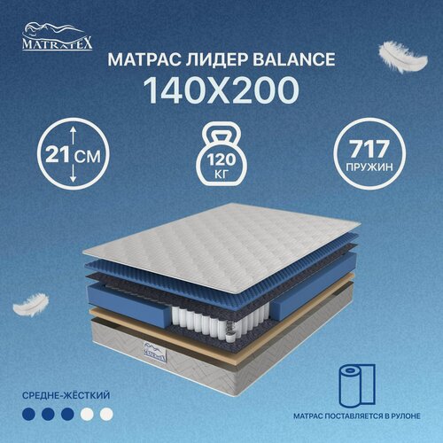 Изображение товара Матрас лидер Balance 140x200 независимые пружины, ортопедический