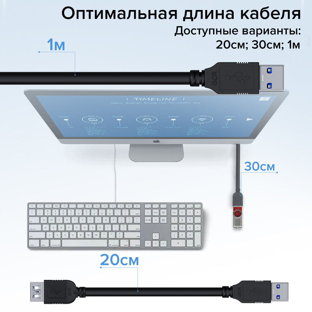 GCR Удлинитель 2.0m USB 3.0, AM/AF, черный, GCR-52701 Удлинитель Greenconnect 2.0m USB 3.0, AM / AF (GCR-52701) - фото №15