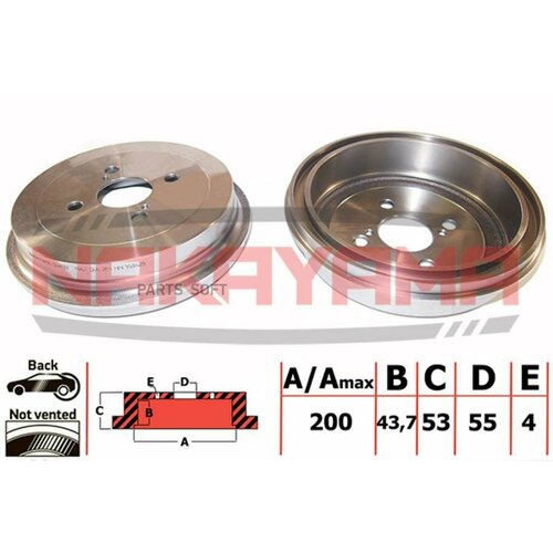 NAKAYAMA Q4832 Барабан тормозной TOYOTA YARIS 10 VVT-I 05- YARIS 10 11- 200X4 NAKAYAMA Q4832 7820₽