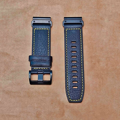 Ремешок 26 мм натуральная кожа для Garmin Fenix 7x / 6x / 5x / 3, Enduro 2 / Tactix 7, Tactix Delta быстросъемный (зеленый)