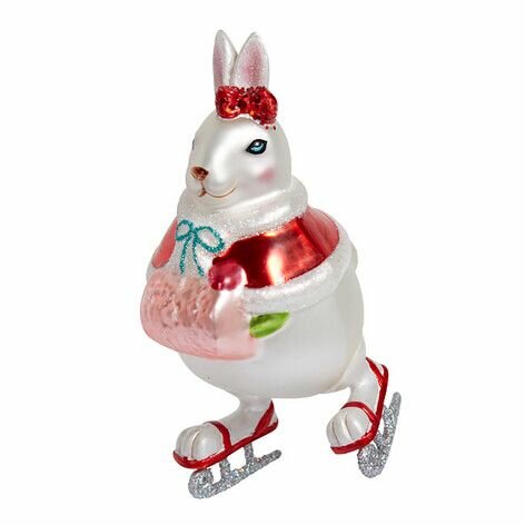 Кролик-девочка на коньках стеклянная 13,5см