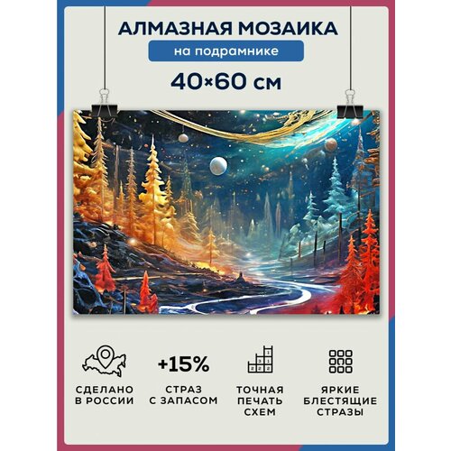 фото Алмазная мозаика 40x60 сказочный лес на подрамнике diamond canvas