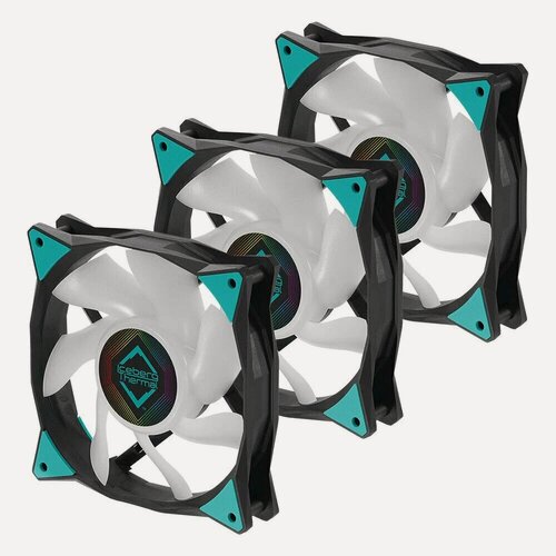 Изображение товара Вентилятор 120x120x25 iceberg IceGALE ARGB, PWM, BLACK, 500-2200rpm, 38dB(M), 0.24A, 3шт