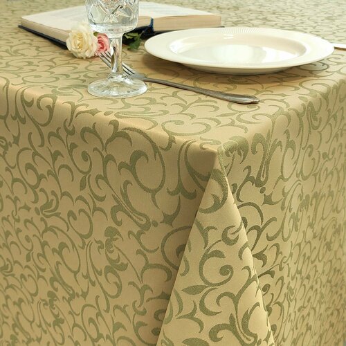 Скатерть 180x180 см. цвет фисташковый узор 1751 крупный вензель с пропиткой от загрязнений