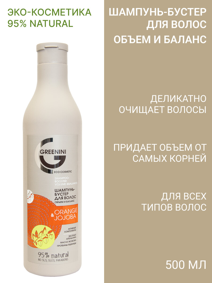 Гринини Шампунь-бустер Orange&Jojoba Объем и баланс 500мл