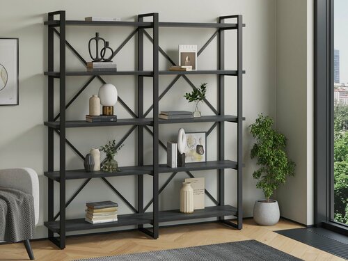 Изображение товара Стеллаж Айсберг Лофт 160х182-3 черный/северное дерево темное