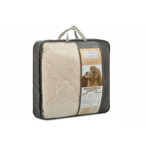 Одеяло верблюжья шерсть демисезон евро 200х220 тик Classic Plus Аврора-текс 300гр/м2