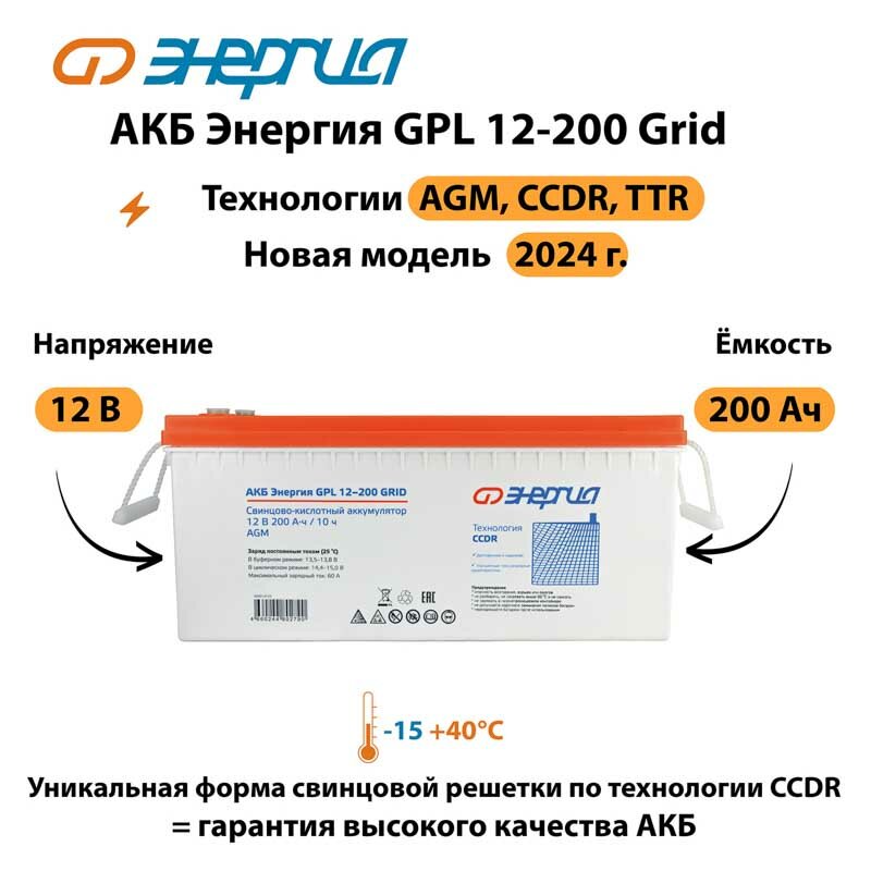 АКБ Энергия GPL 12-200 Grid