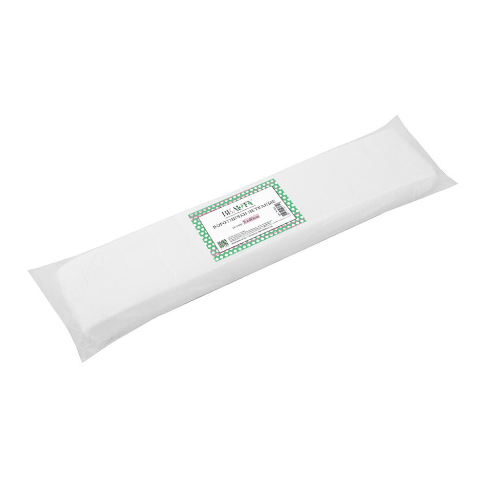 Воротнички нетканные 8х40 см белые Igrobeauty (спанлейс), 100 шт/упк