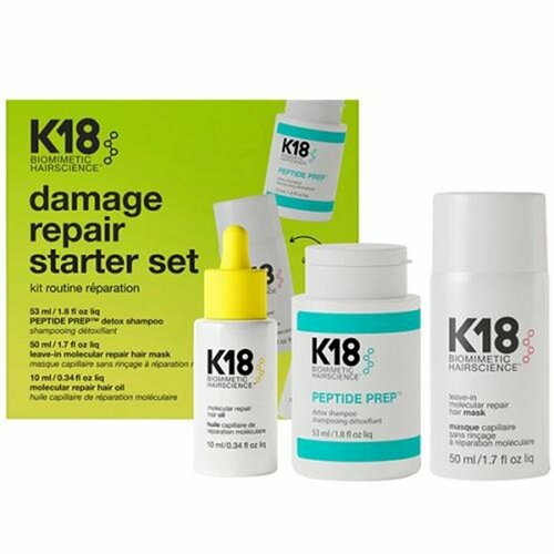 k 18 бессульфатный детокс шампунь peptide prep 250 мл k 18 Набор K18 Супер восстановление, шампунь, 53 мл + маска, 50 мл + масло, 10 мл