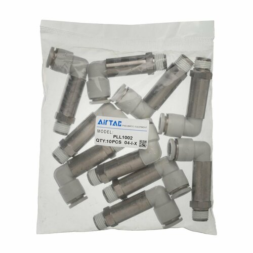 Штуцер цанговый угловой удлиненный Airtac PLL1002 R14 под трубку 10 мм 10шт уп 7194₽
