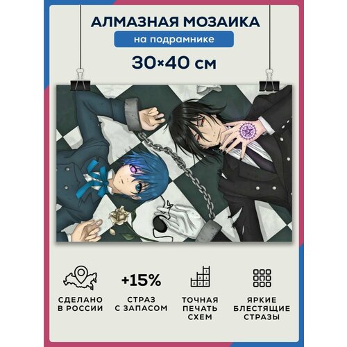 фото Алмазная мозаика 30x40 темный дворецкий на подрамнике diamond canvas