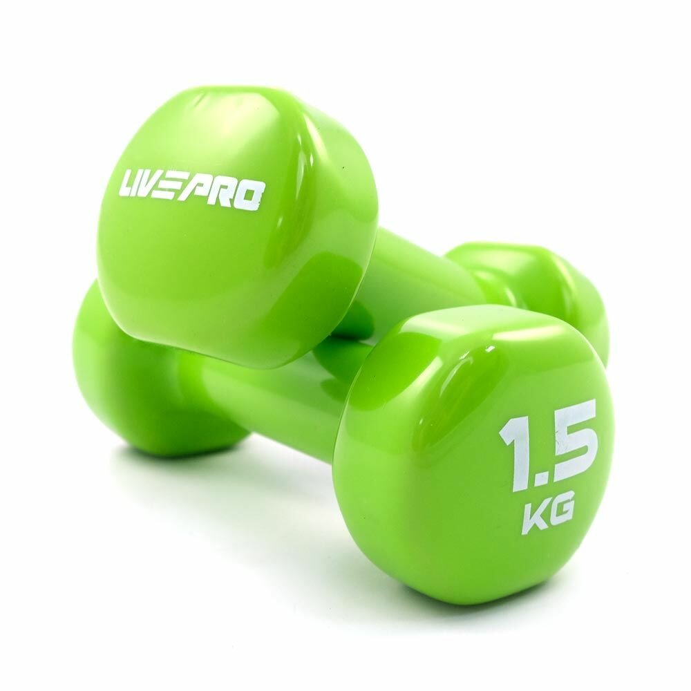 Гантели для аэробики LIVEPRO Colored Studio Dumbbell, 2 шт. по 1,5 кг, зеленый — фото 1
