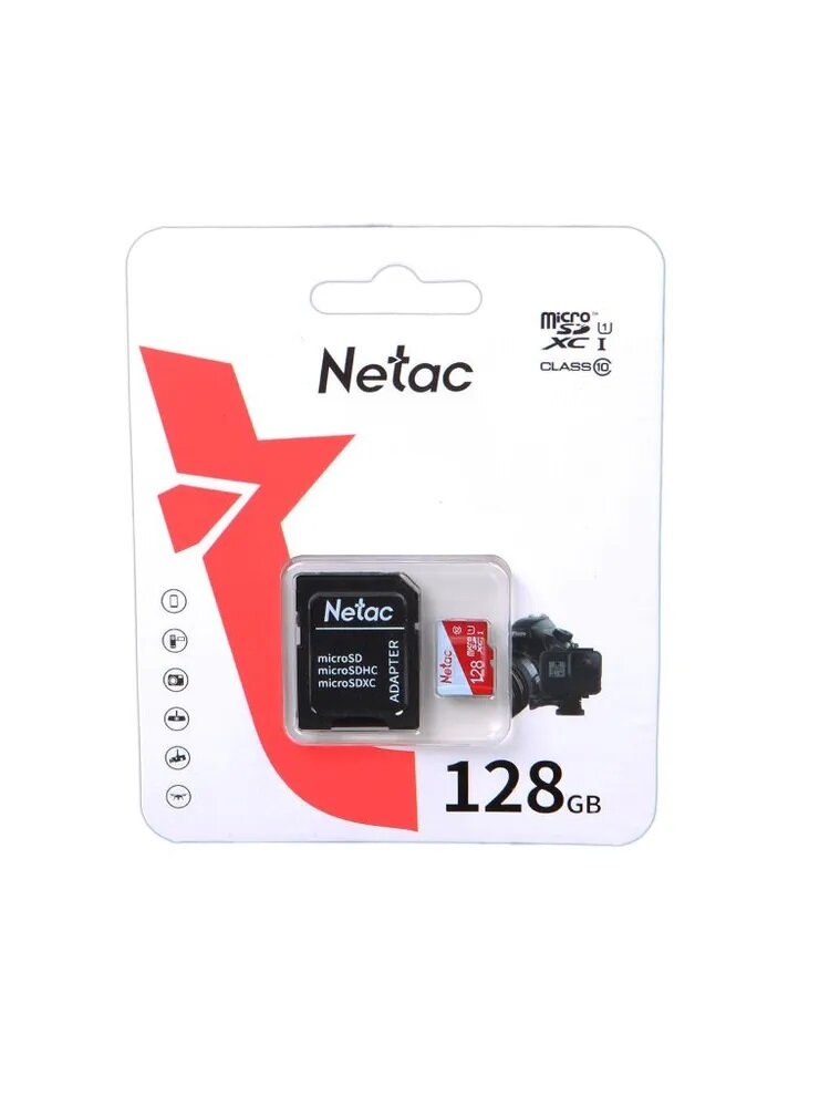 Карта памяти Netac P500 ECO microSDXC 128 ГБ Class 10 + SD адаптер ( NT02P500ECO-128G-R )