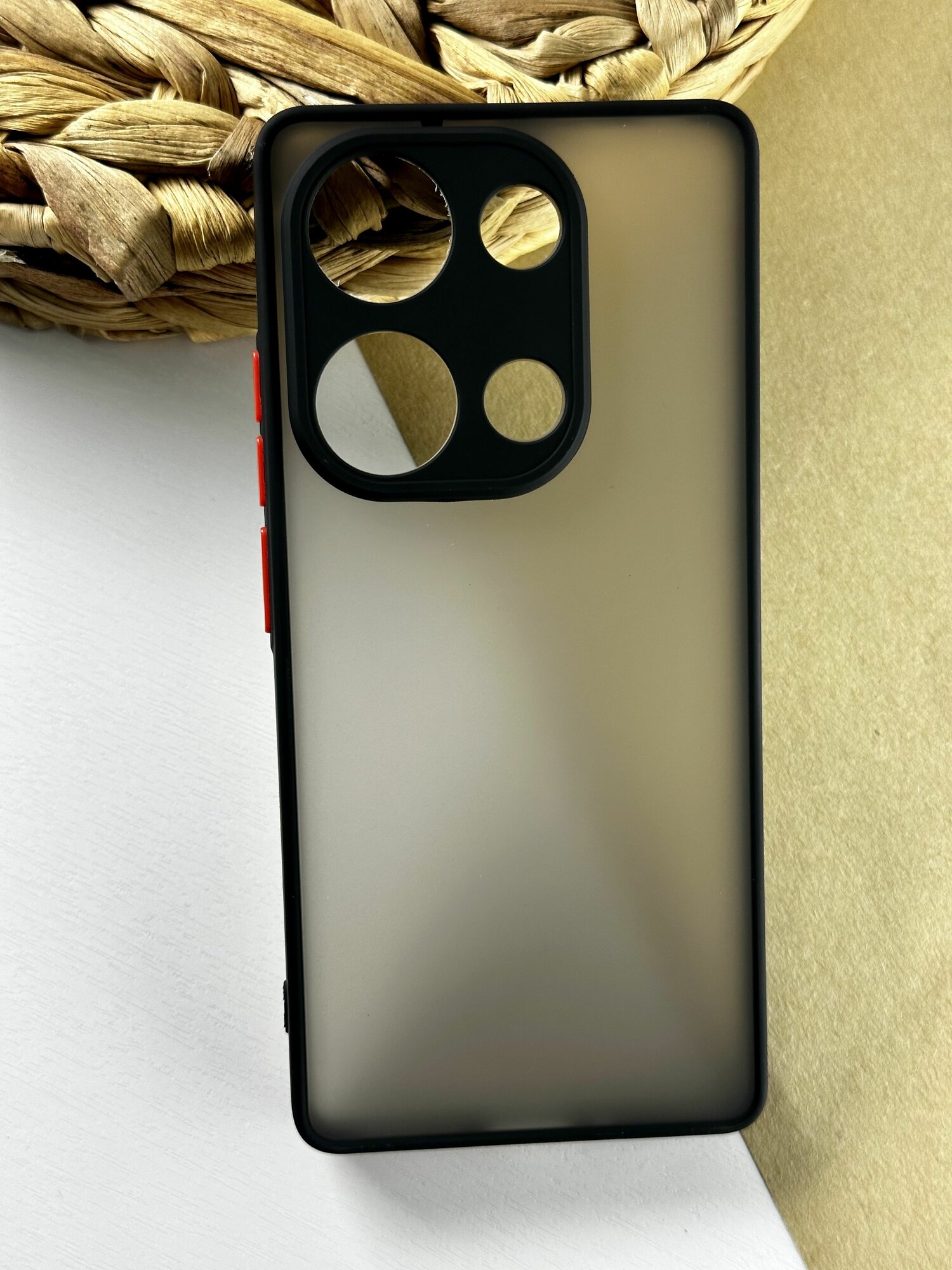 Чехол Xiaomi Redmi Note 13 4G /Чехол на Редми Нот 13 4g с защитой камеры, противоударный, матовый, черный