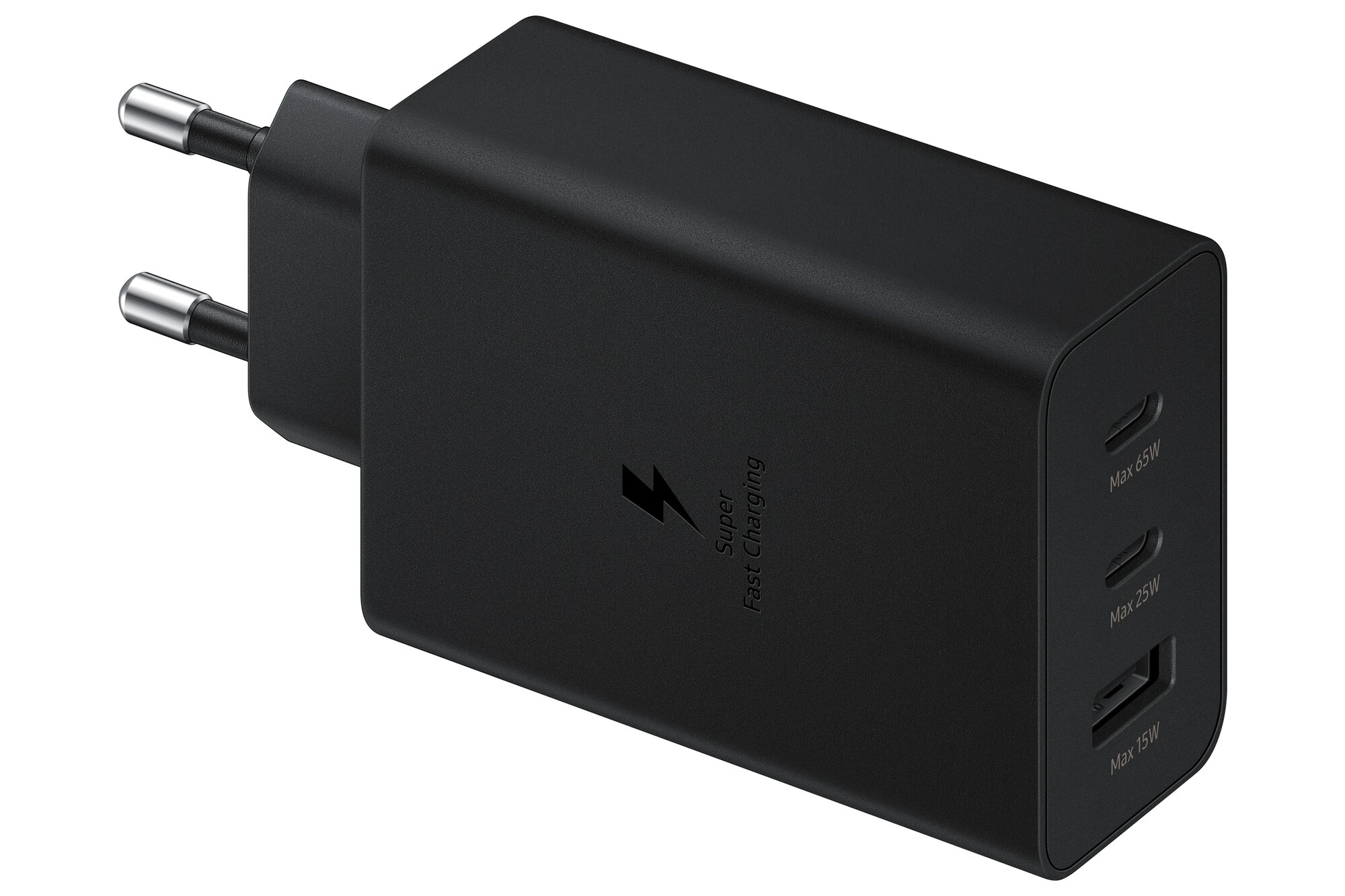 Зарядное устройство Super Fast Charging для Samsung / Быстрая зарядка 65W для устройств Samsung с 3 портами / USB Type C - 65W / USB Type C - 25W / USB Type A - 15W