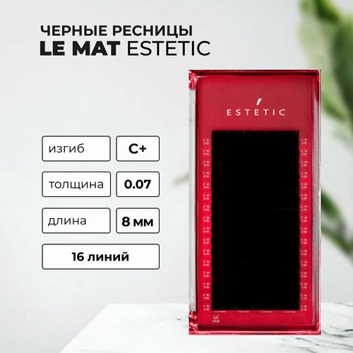 Ресницы черные Estetic 0.07/C+ 8мм (16 линий) Le Maitre ресницы черные estetic 0 10 d 8мм 16 линий le maitre