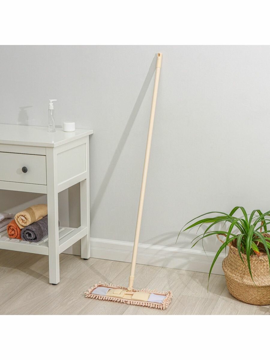 фото Швабра для мытья пола плоская, насадка букля