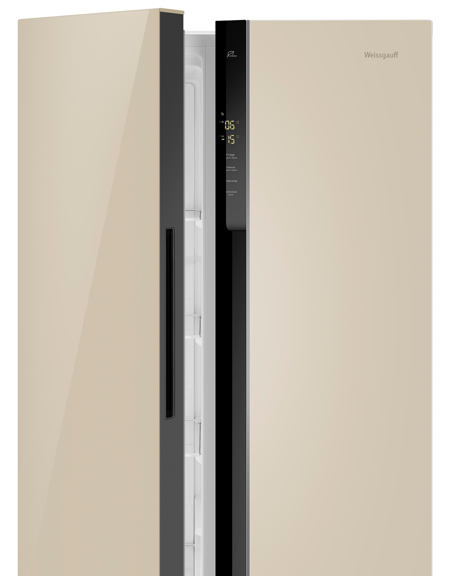 Отдельностоящий холодильник с инвертором Weissgauff WSBS 500 Inverter NoFrost Beige Glass - фотография № 12
