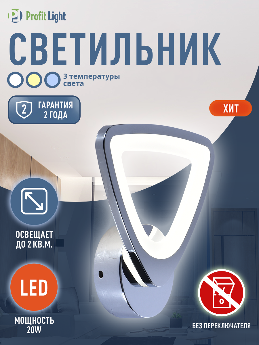 Светодиодный накладной светильник 8064/1W CHR 20W Profit Light