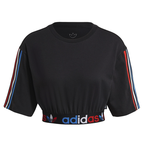 Кроп-топ adidas ADIDAS TEE PRIMEBLUE TOP - TOPS GN2932, размер E30, черный кроп топ adidas adidas crop ls tee tops hg5713 размер e38 бежевый белый