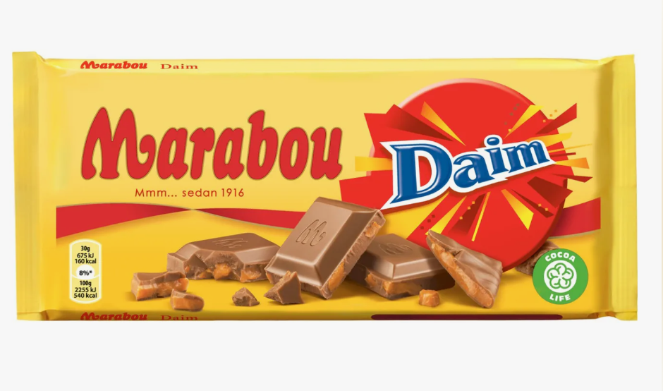 Молочный шоколад Marabou Daim (Марабу Дэйм), с кусочками карамели, 200г, Швеция